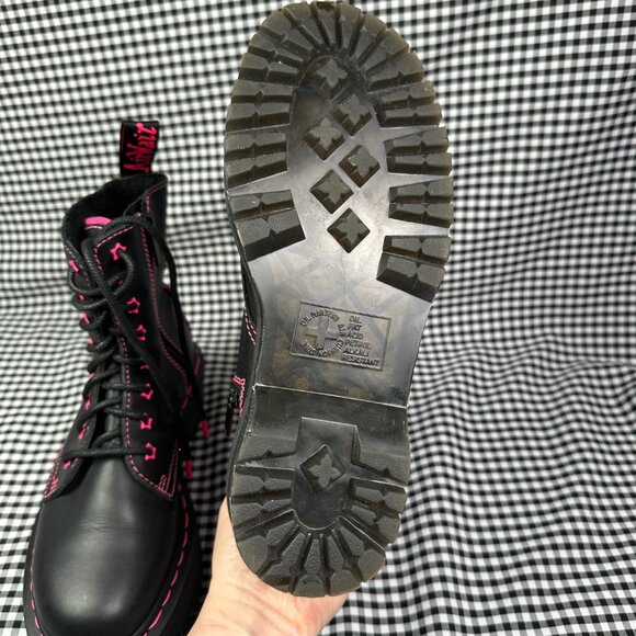 Dr Martens Jadon II Boot Neon Star Leather Platform Boots Black Pink Women's 8 - Picture 5 of 6